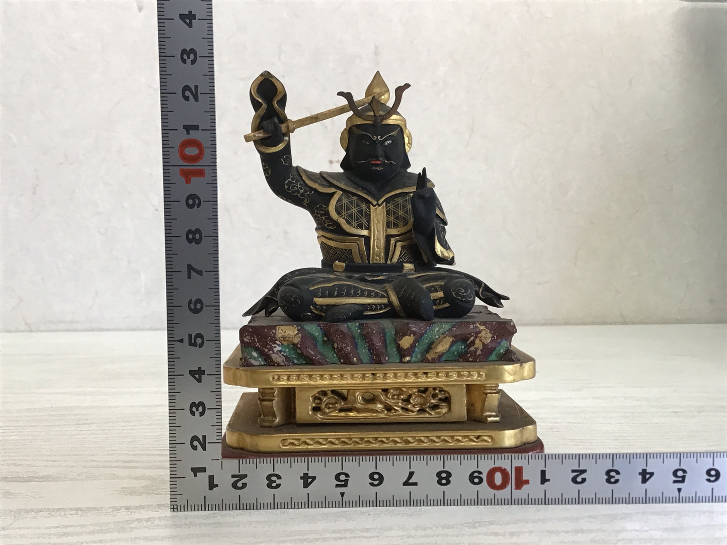 Y1129 STATUE wood carving coloring Buddha figure Japanese vintage antique