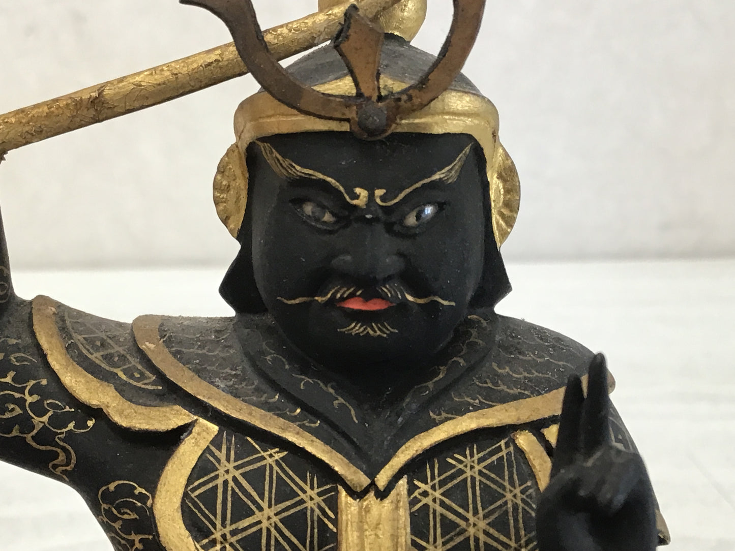 Y1129 STATUE wood carving coloring Buddha figure Japanese vintage antique