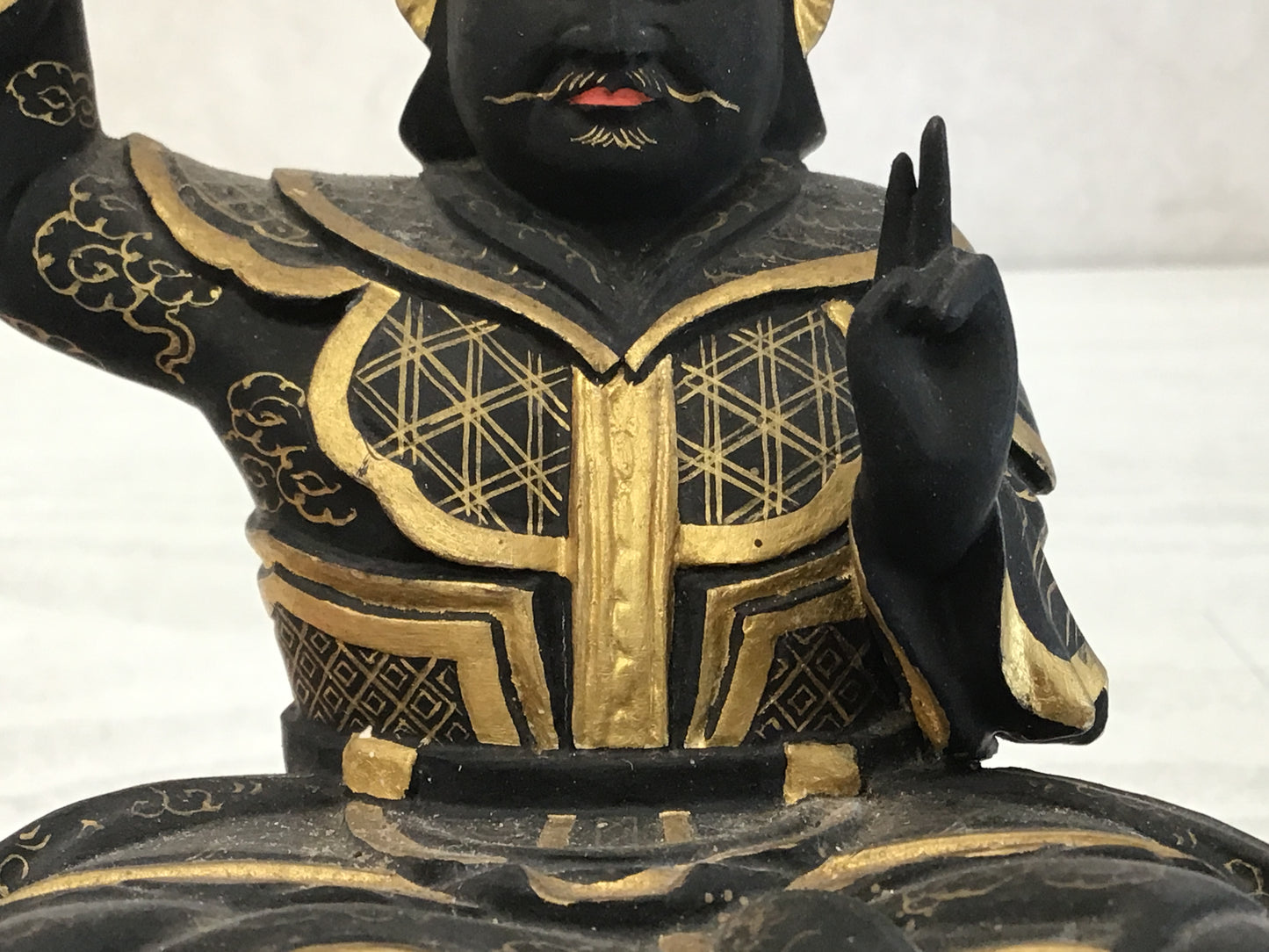 Y1129 STATUE wood carving coloring Buddha figure Japanese vintage antique