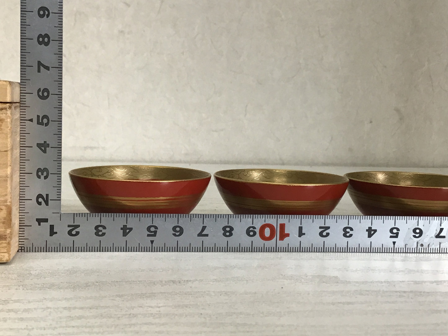 Y1134 CHAWAN Lacquer Sake Cup Set of 5 signed box Japanese bowl pottery Japan