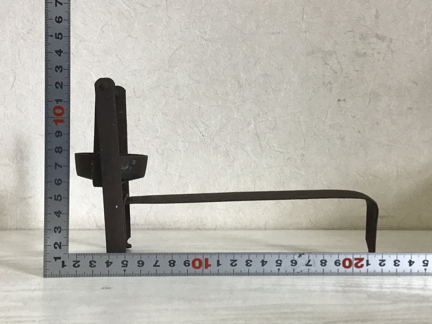 Y1143 Buddhist Altar Iron Candle Stand Holder Japan antique vintage interior