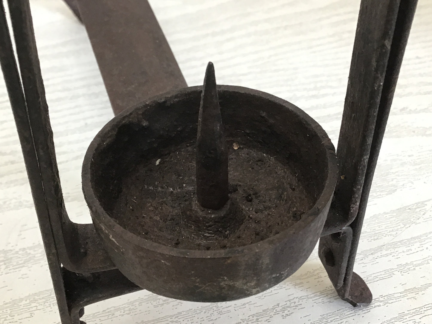 Y1143 Buddhist Altar Iron Candle Stand Holder Japan antique vintage interior