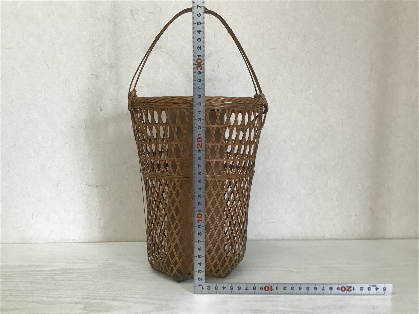 Y1303 Bamboo Woven Basket decor interior Japanese antique ikebana kabin