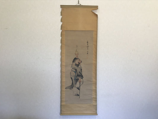 Y1326 KAKEJIKU person man signed 137x46cm Japanese hanging scroll interior