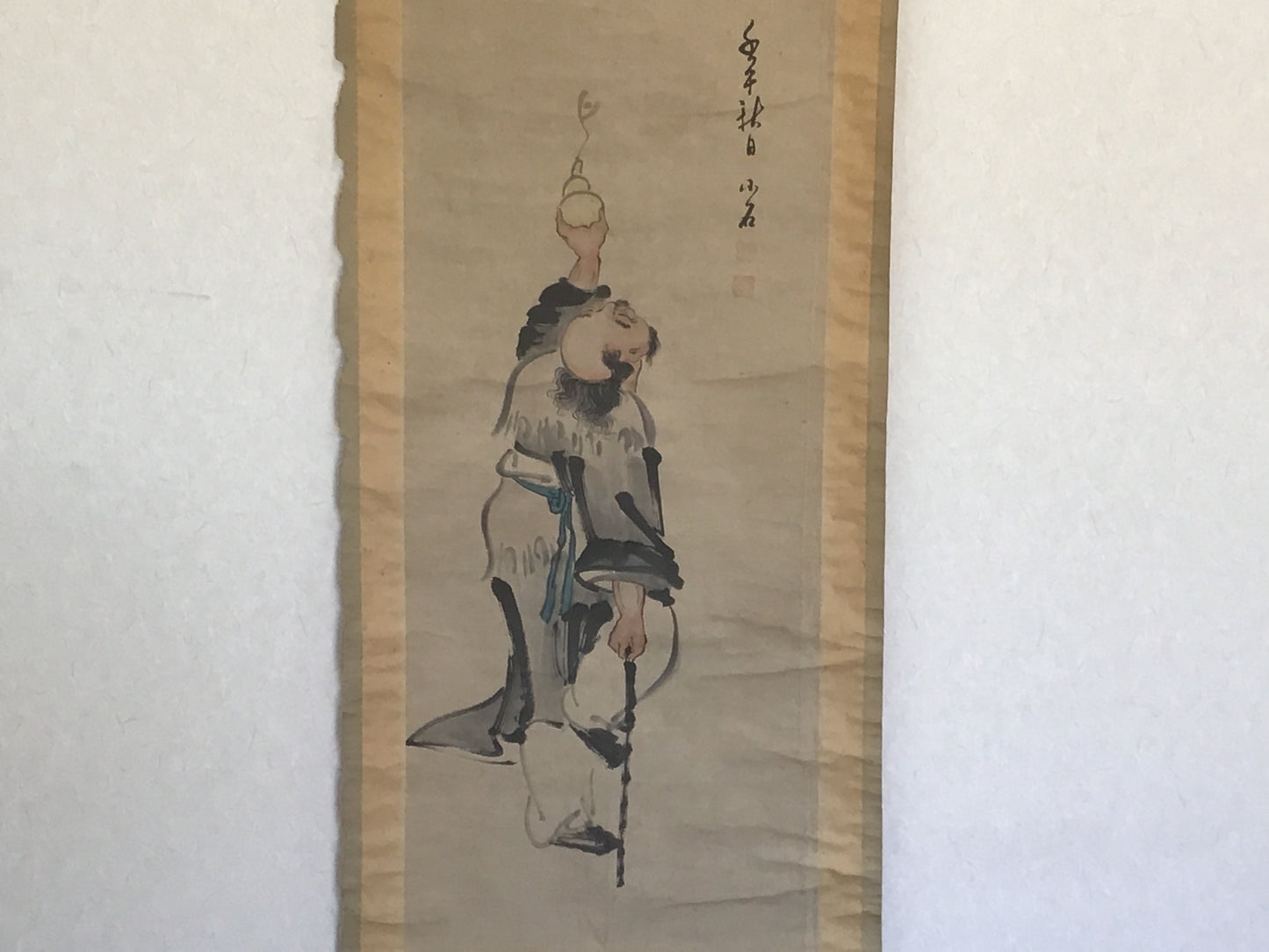 Y1326 KAKEJIKU person man signed 137x46cm Japanese hanging scroll interior