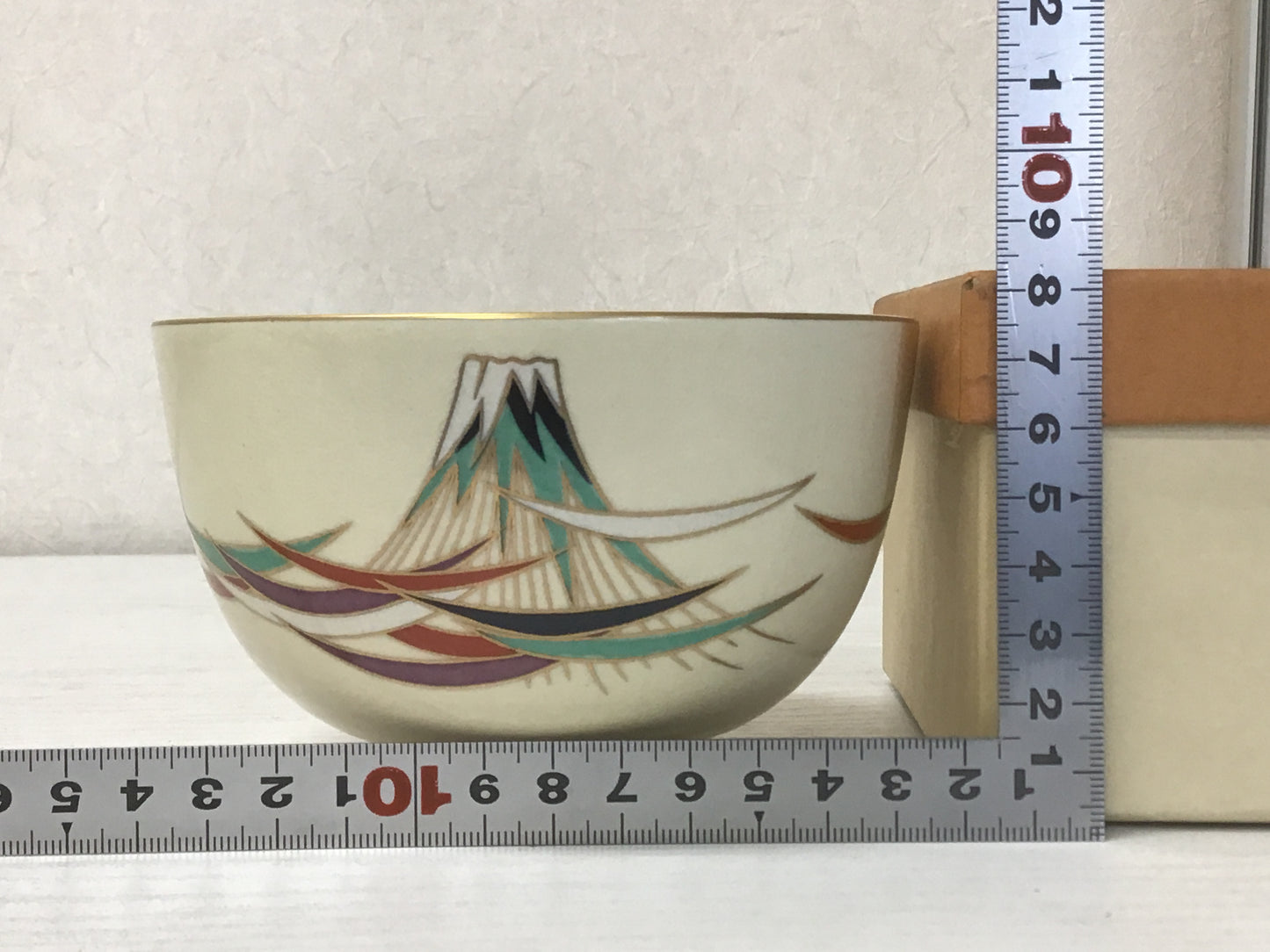 Y1417 CHAWAN Kyo-ware box Japanese bowl pottery Japan tea ceremony antique