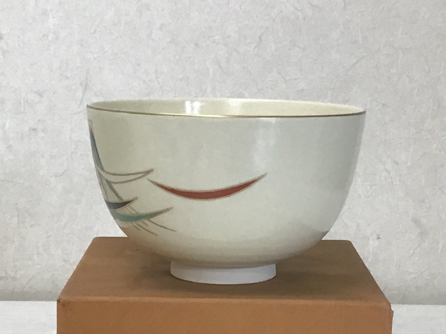 Y1417 CHAWAN Kyo-ware box Japanese bowl pottery Japan tea ceremony antique