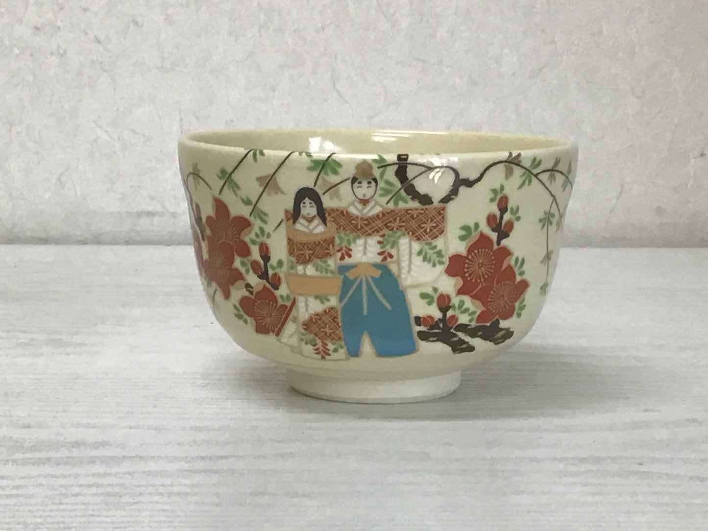 Y1422 CHAWAN Kyo-ware signed box Japanese bowl pottery Japan tea ceremony