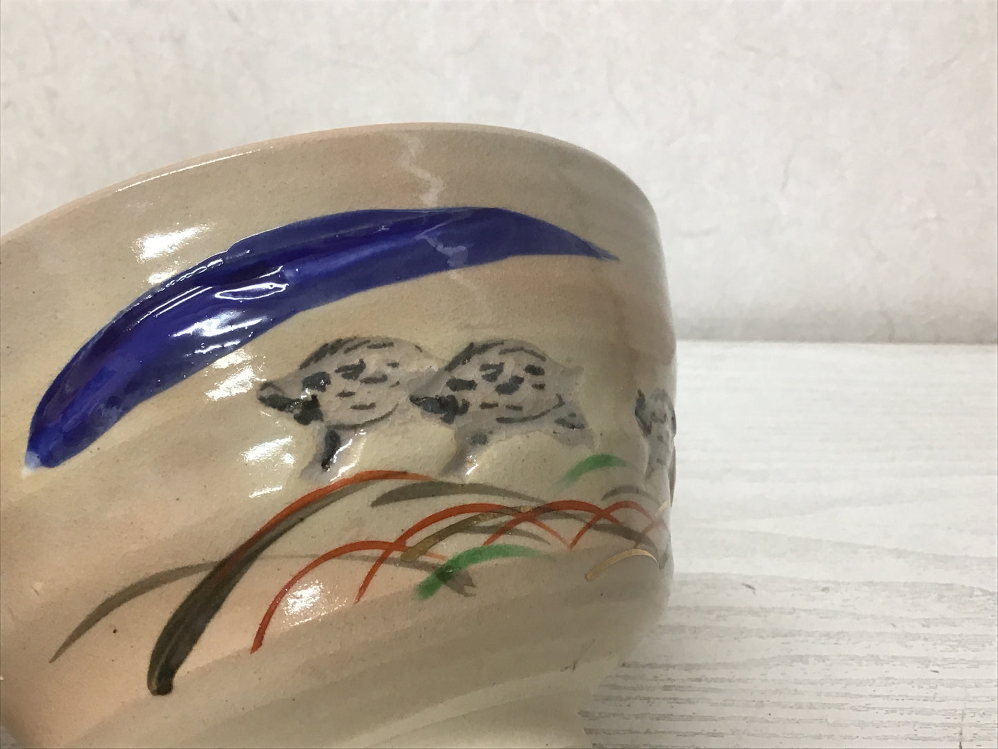 Y1424 CHAWAN Kyo-ware box Japanese bowl pottery Japan tea ceremony antique