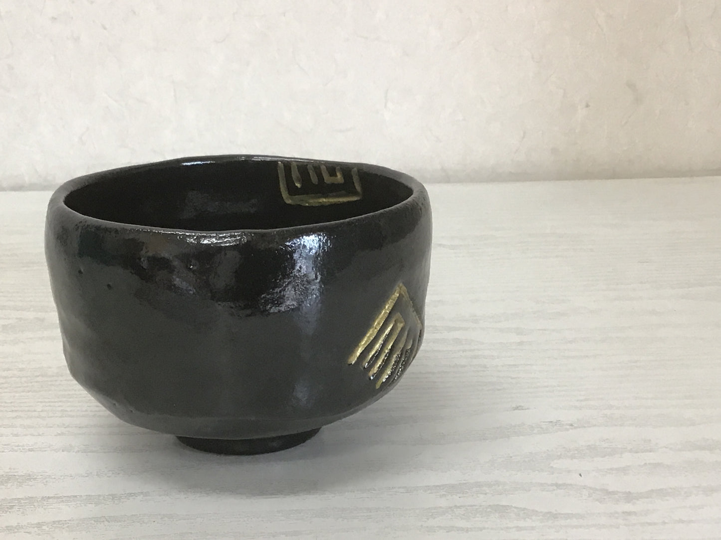 Y1434 CHAWAN Raku-ware signed box Japanese bowl pottery Japan tea ceremony