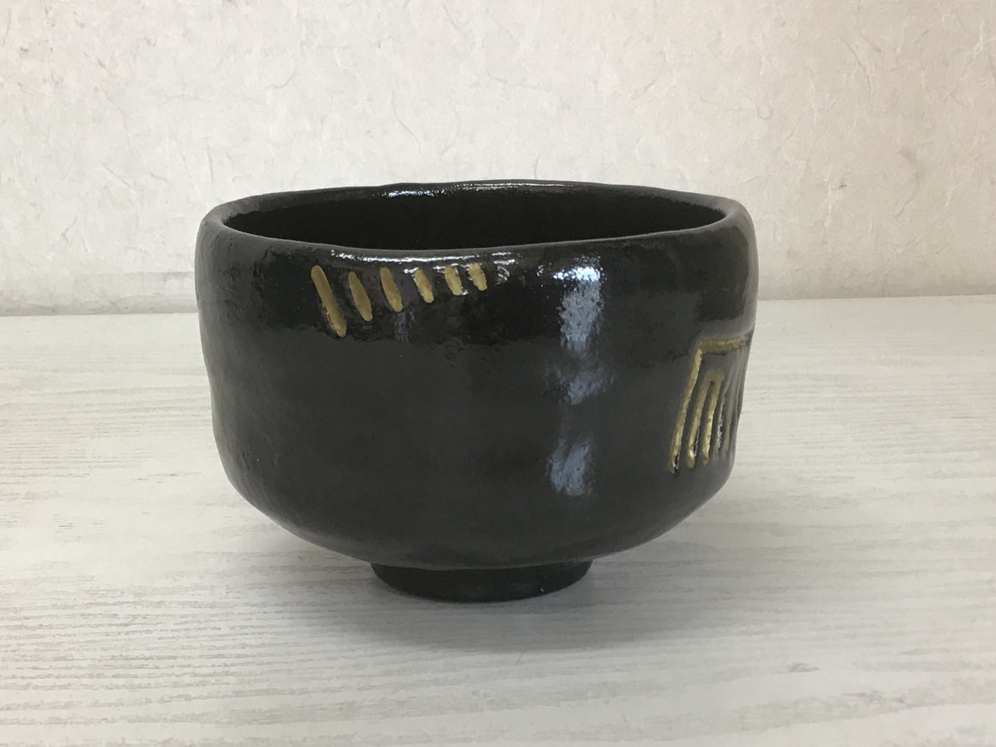 Y1434 CHAWAN Raku-ware signed box Japanese bowl pottery Japan tea ceremony