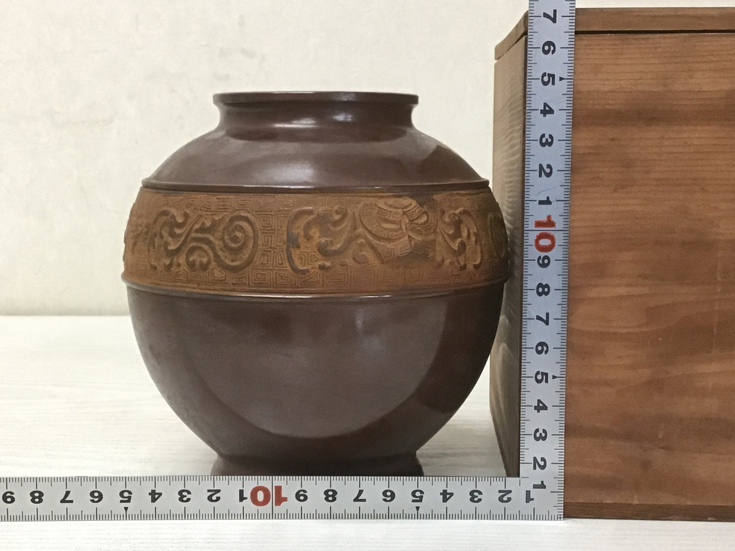 Y1448 FLOWER VASE cast copper box home decor Japan antique ikebana kabin