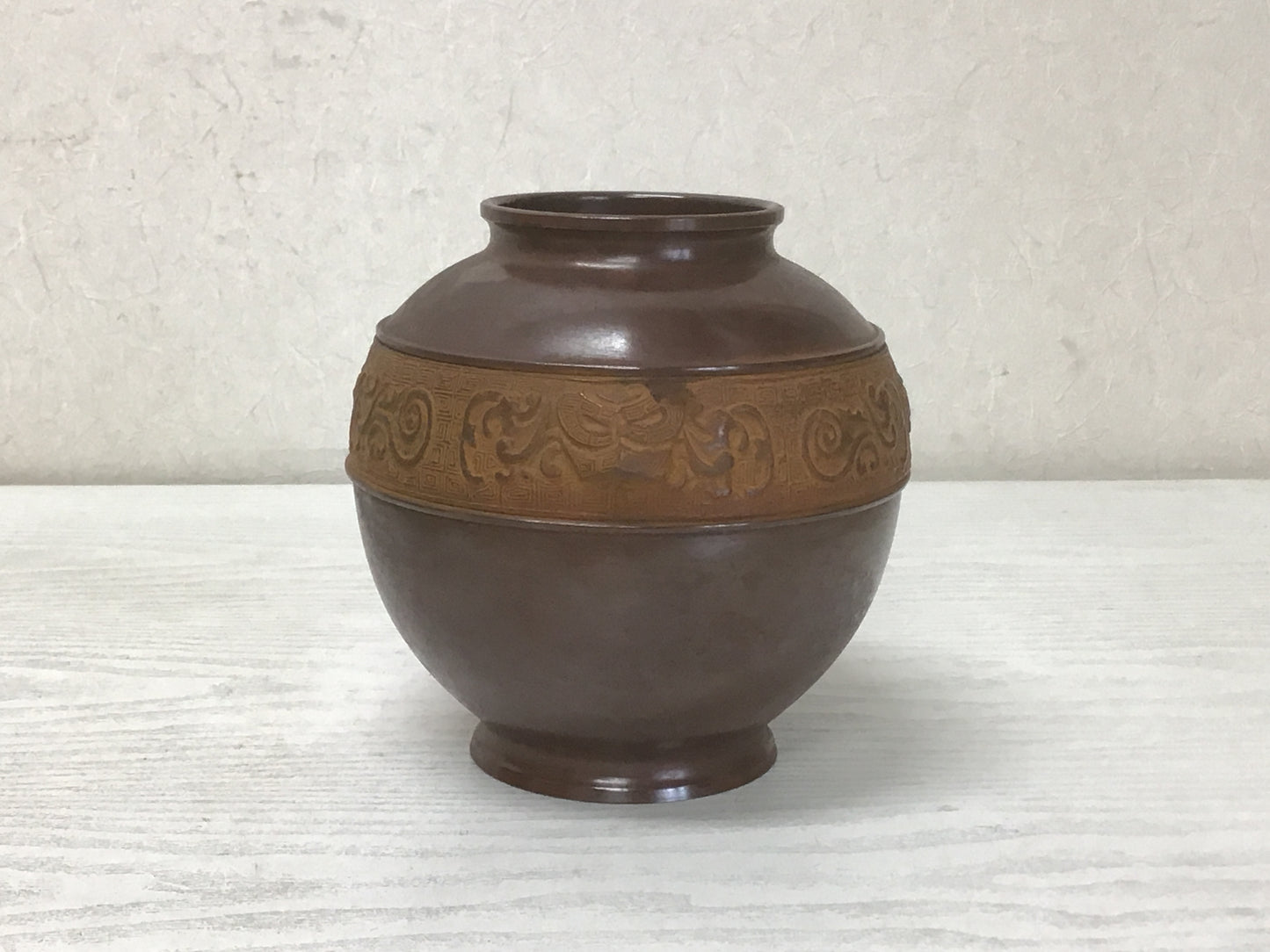Y1448 FLOWER VASE cast copper box home decor Japan antique ikebana kabin