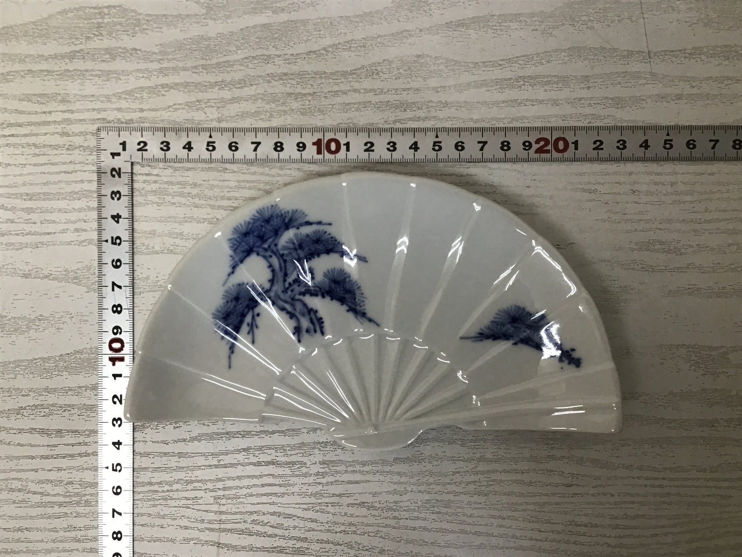 Y1505 DISH Seto-ware fan shape set of 5 signed box Japanese antique Japan