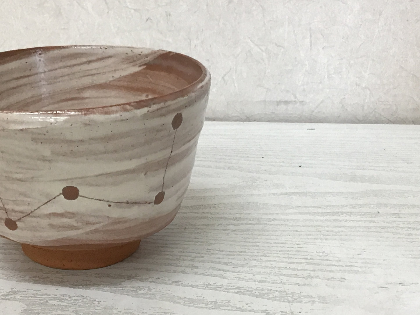 Y1560 CHAWAN Shino-ware signed box Japanese bowl pottery Japan tea ceremony