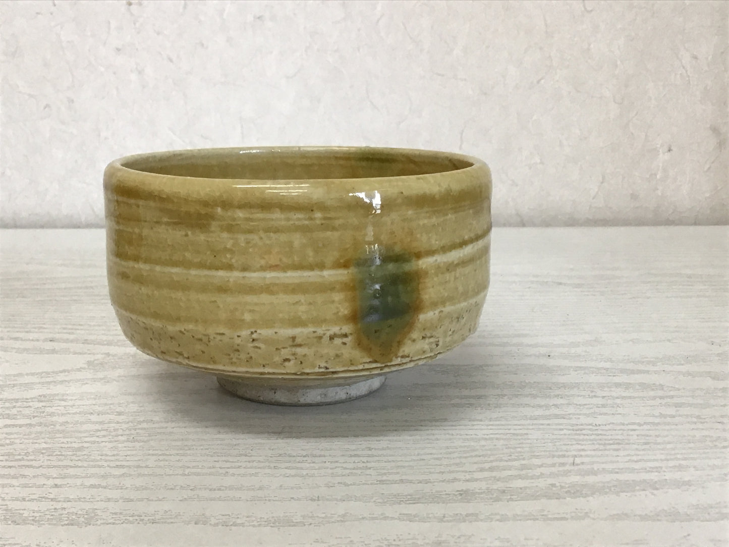 Y1565 CHAWAN Seto-ware yellow signed box Japanese bowl pottery tea ceremony