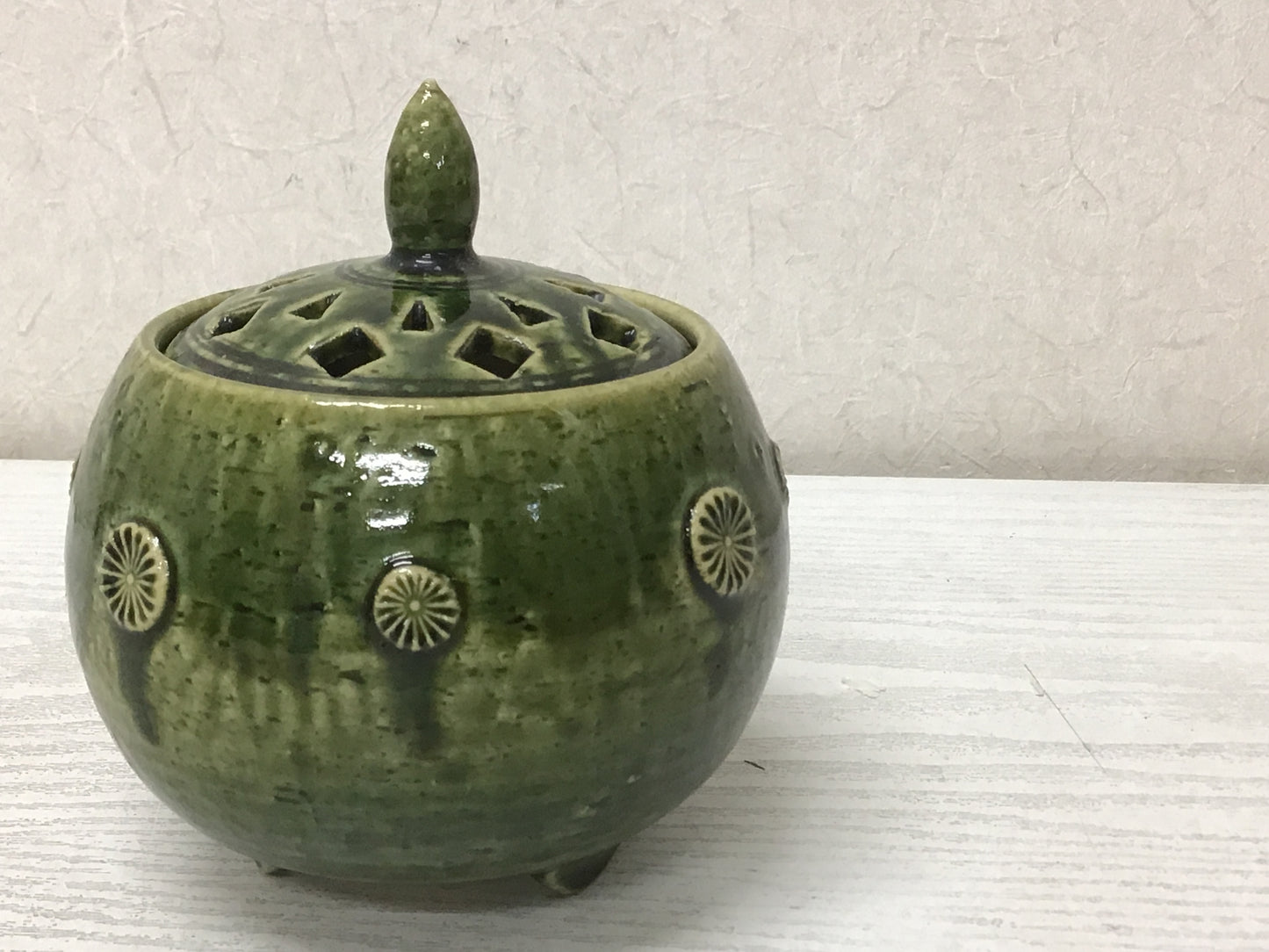 Y1602 KOURO Oribe-ware signed box antique Incense Burner fragrance aroma Japan