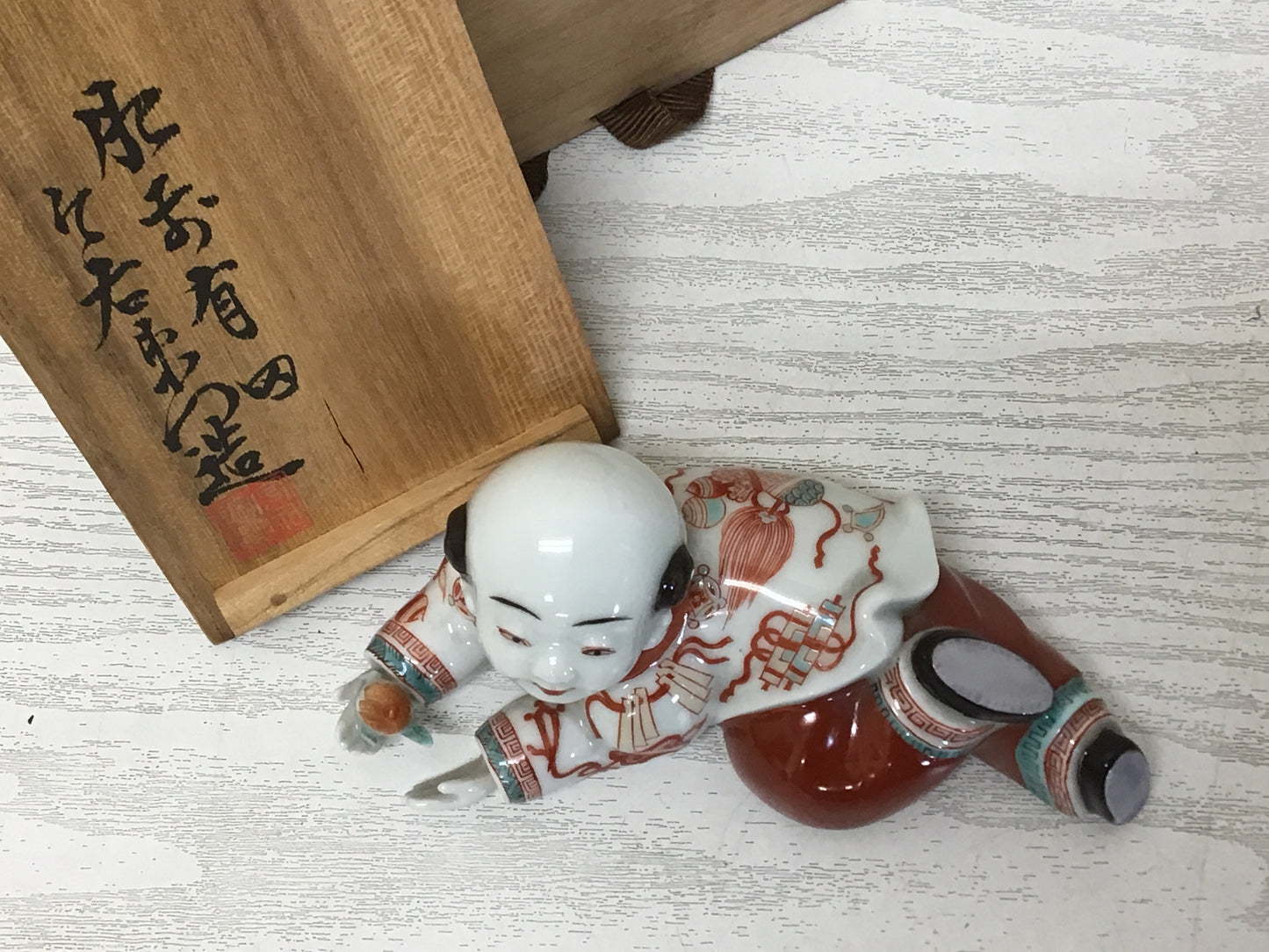 Y1608 OKIMONO Arita-ware Imaemon figure figurine signed box Japanese antique