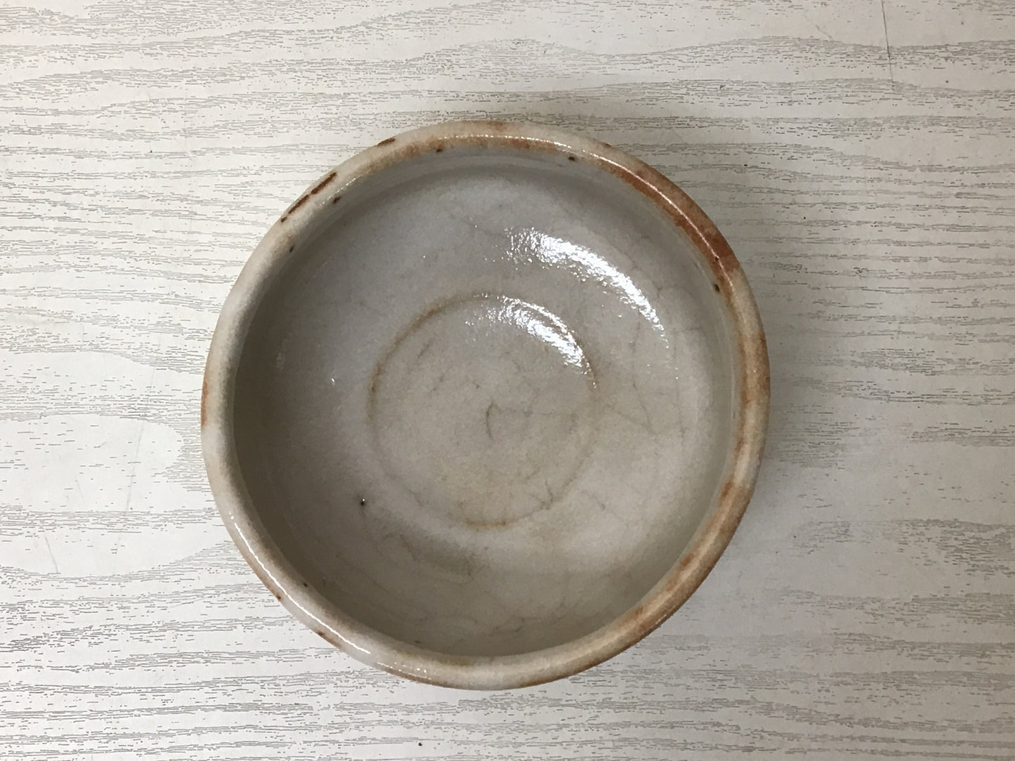 Y1648 CHAWAN Shino-ware signed box Japanese bowl pottery Japan tea ceremony