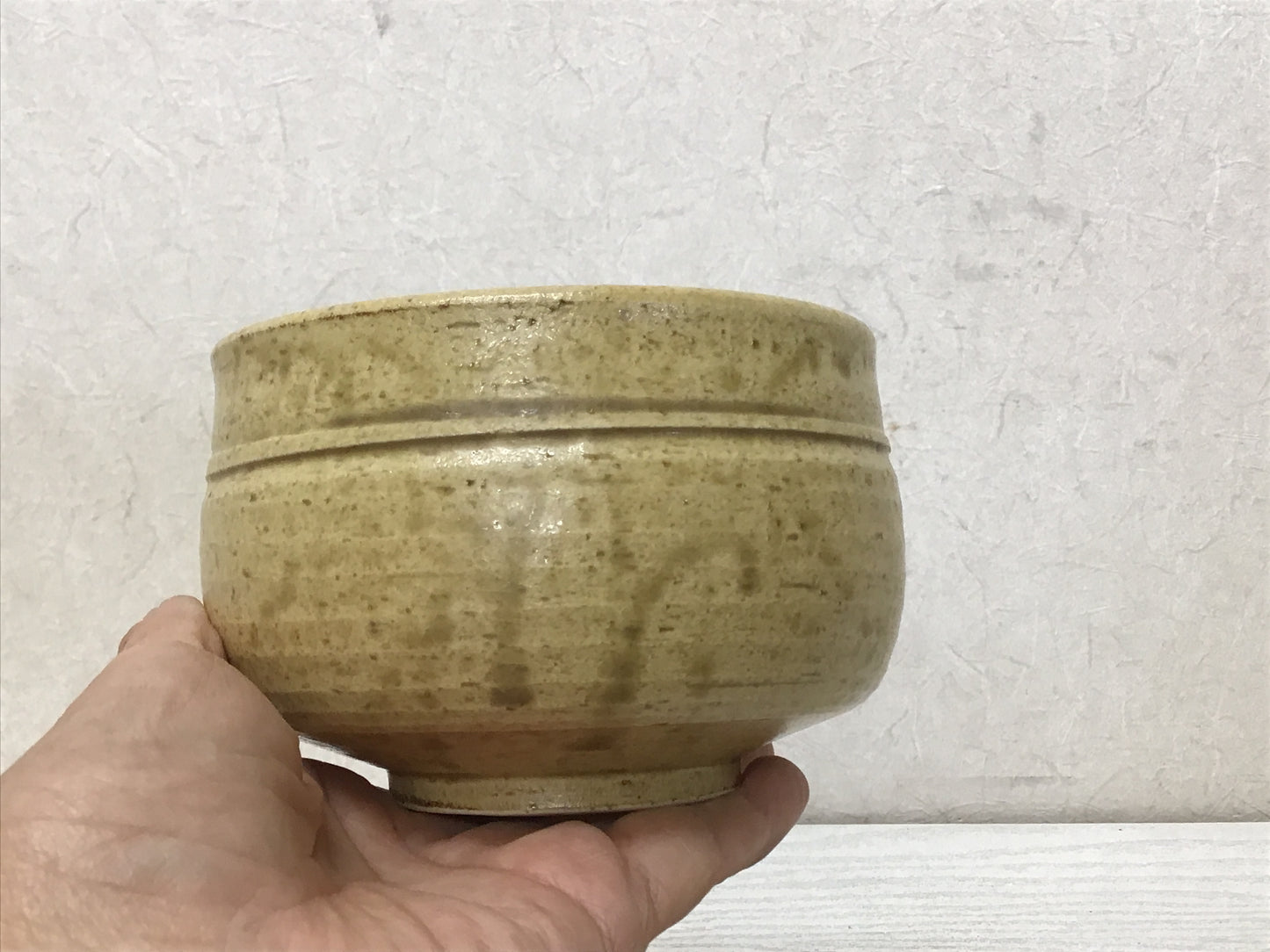 Y1649 CHAWAN Seto-ware yellow signed box Japanese bowl pottery tea ceremony
