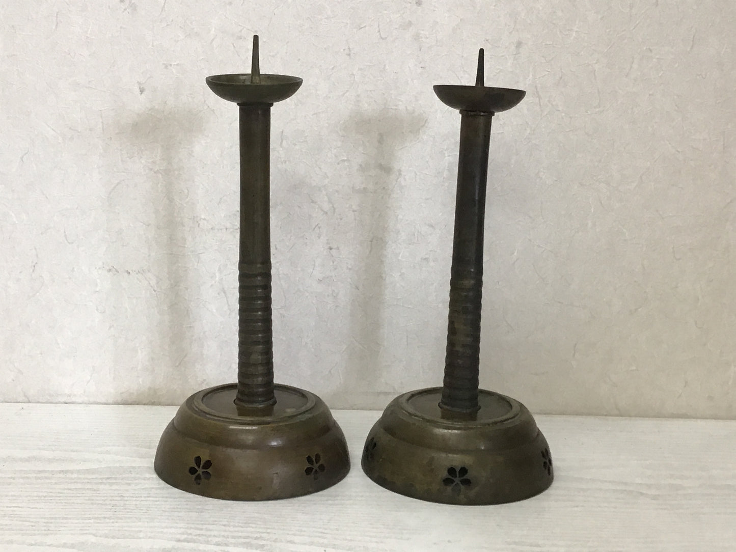 Y1654 Candle Holder Copper candle stand pair set Japanese antique vintage