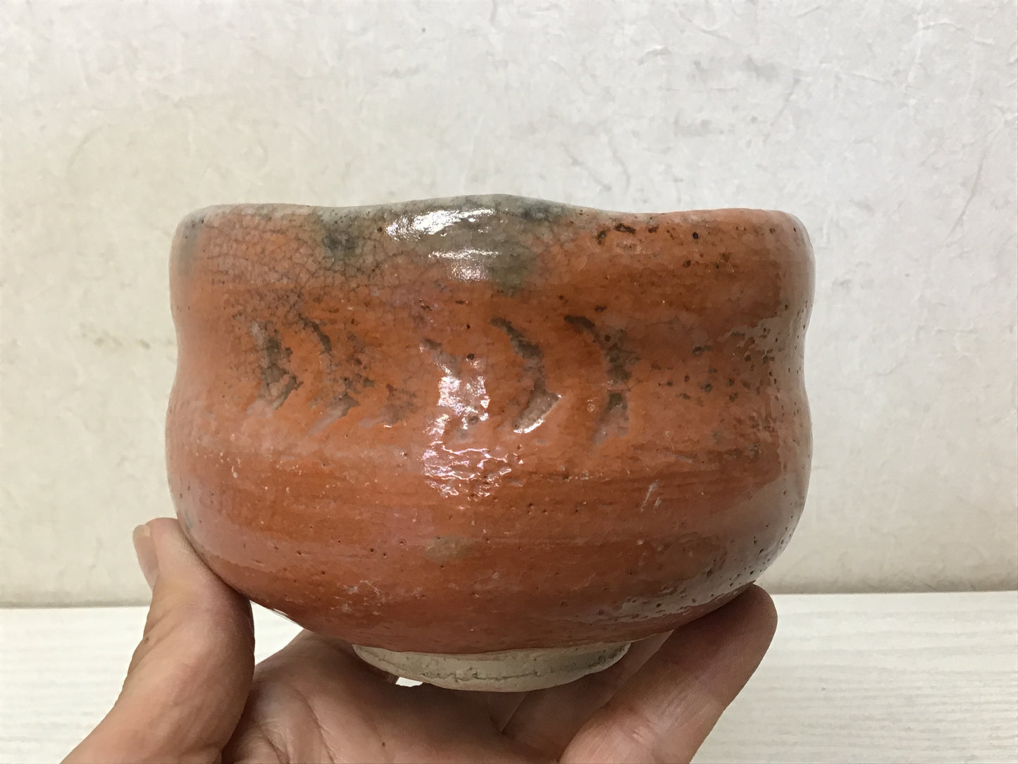 Y1673 CHAWAN Raku-ware signed box Japanese bowl pottery Japan tea ceremony