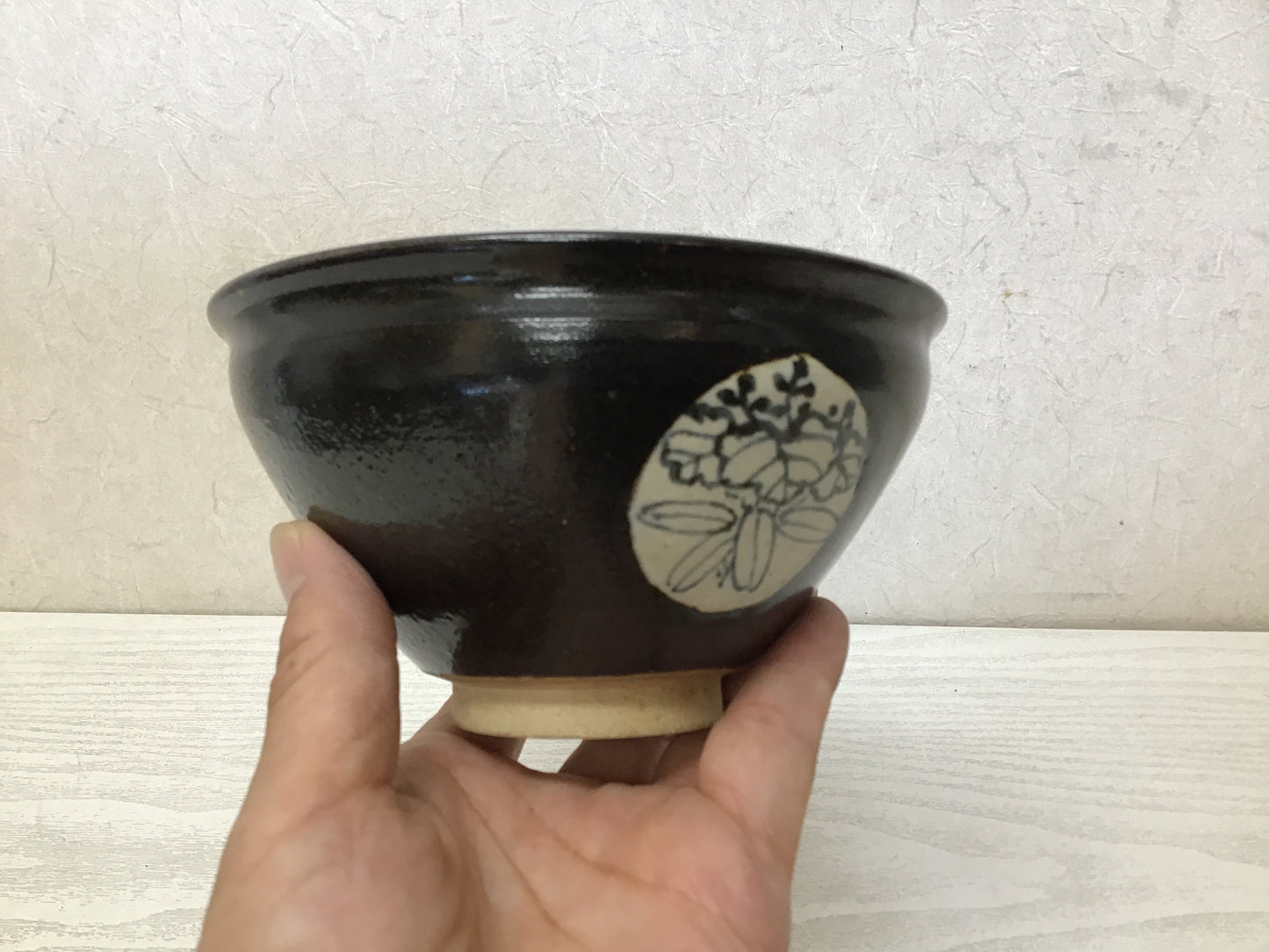 Y1680 CHAWAN Tenmoku signed box Japanese bowl pottery Japan tea ceremony