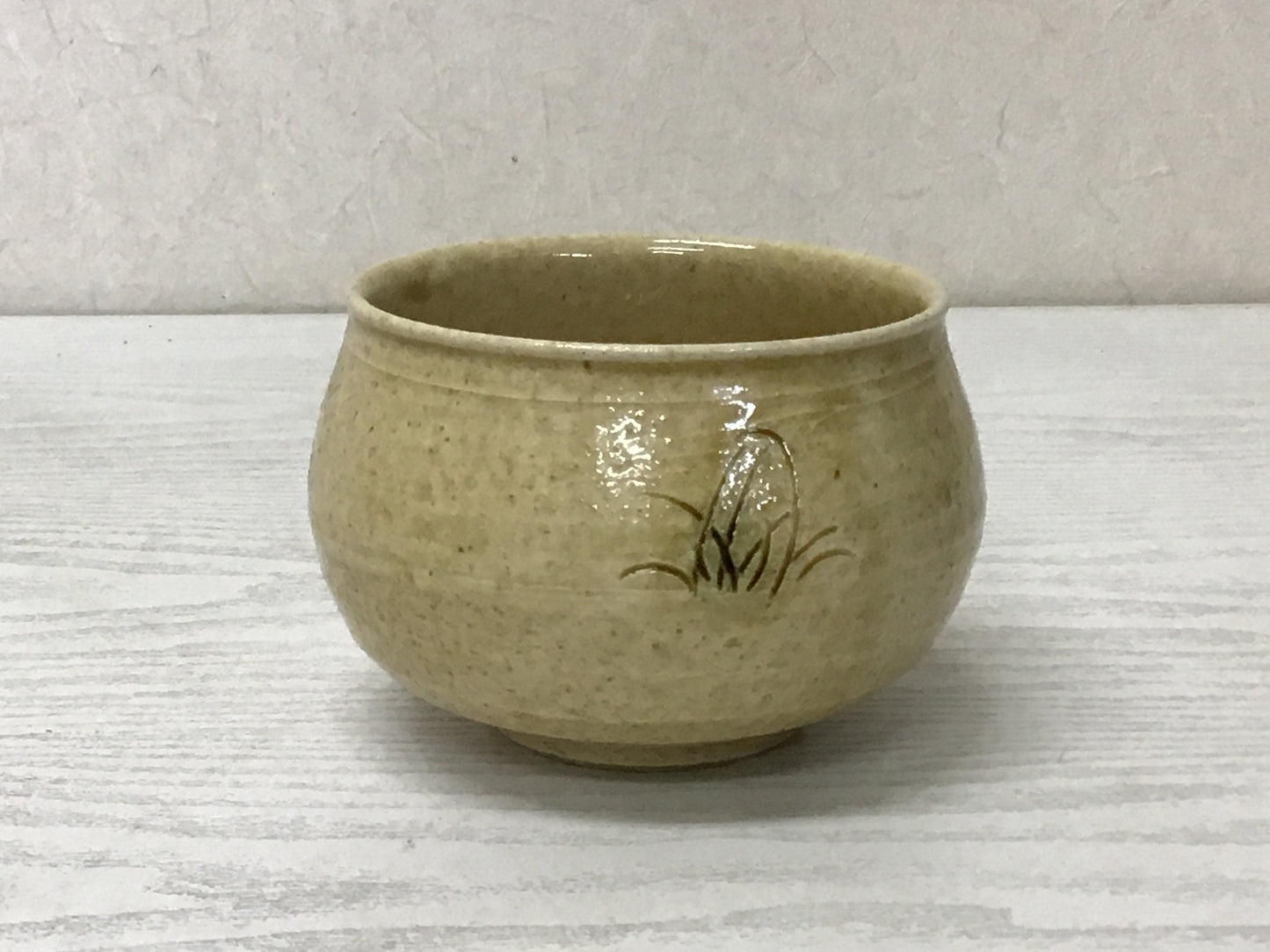 Y1686 CHAWAN Seto-ware yellow signed box Japanese bowl pottery tea ceremony