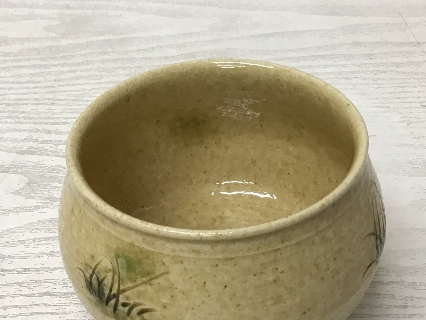 Y1686 CHAWAN Seto-ware yellow signed box Japanese bowl pottery tea ceremony