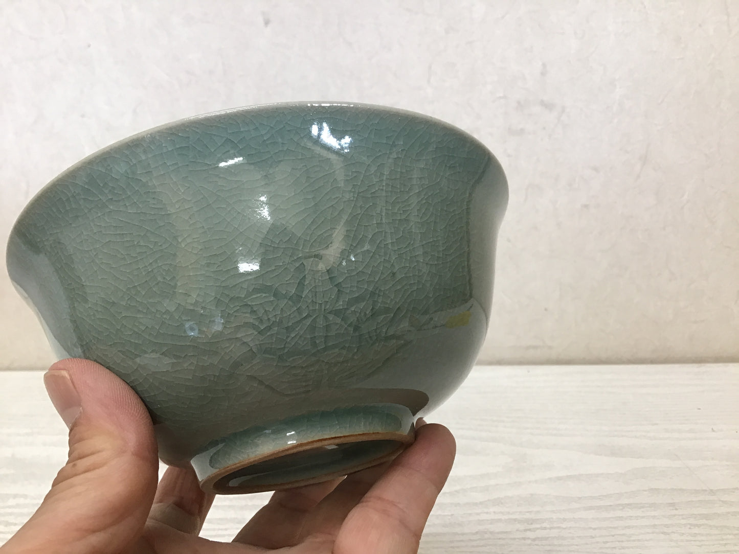 Y1690 CHAWAN Koryo celadon signed box Korean bowl pottery Korea tea ceremony