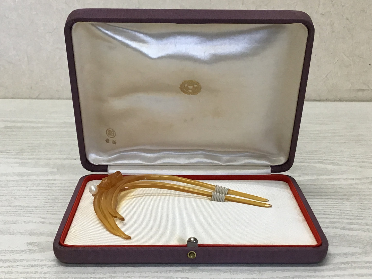 Y1696 KANZASHI Hairpin Comb stick sculpture pearl box Japan kimono accessory