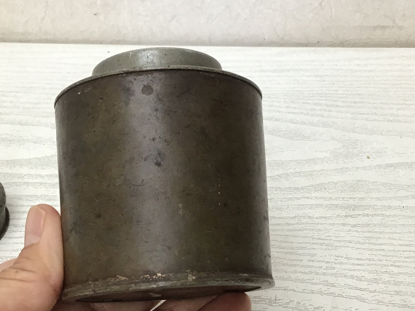 Y1705 TEA CADDY Tin container signed pot Japanese Tea Ceremony antique