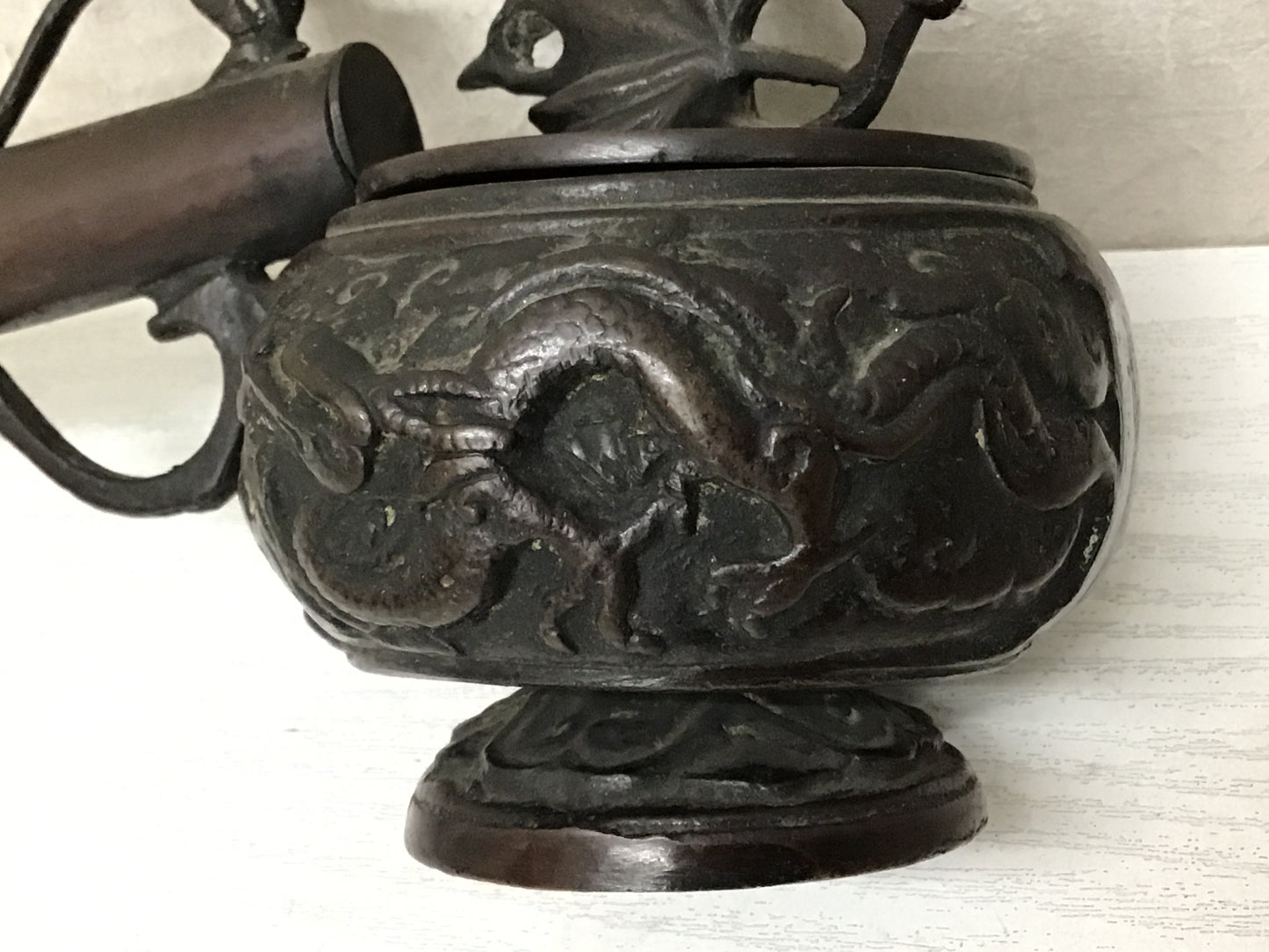 Y1714 KOURO Copper Yatate shape Incense Burner fragrance aroma Japan antique