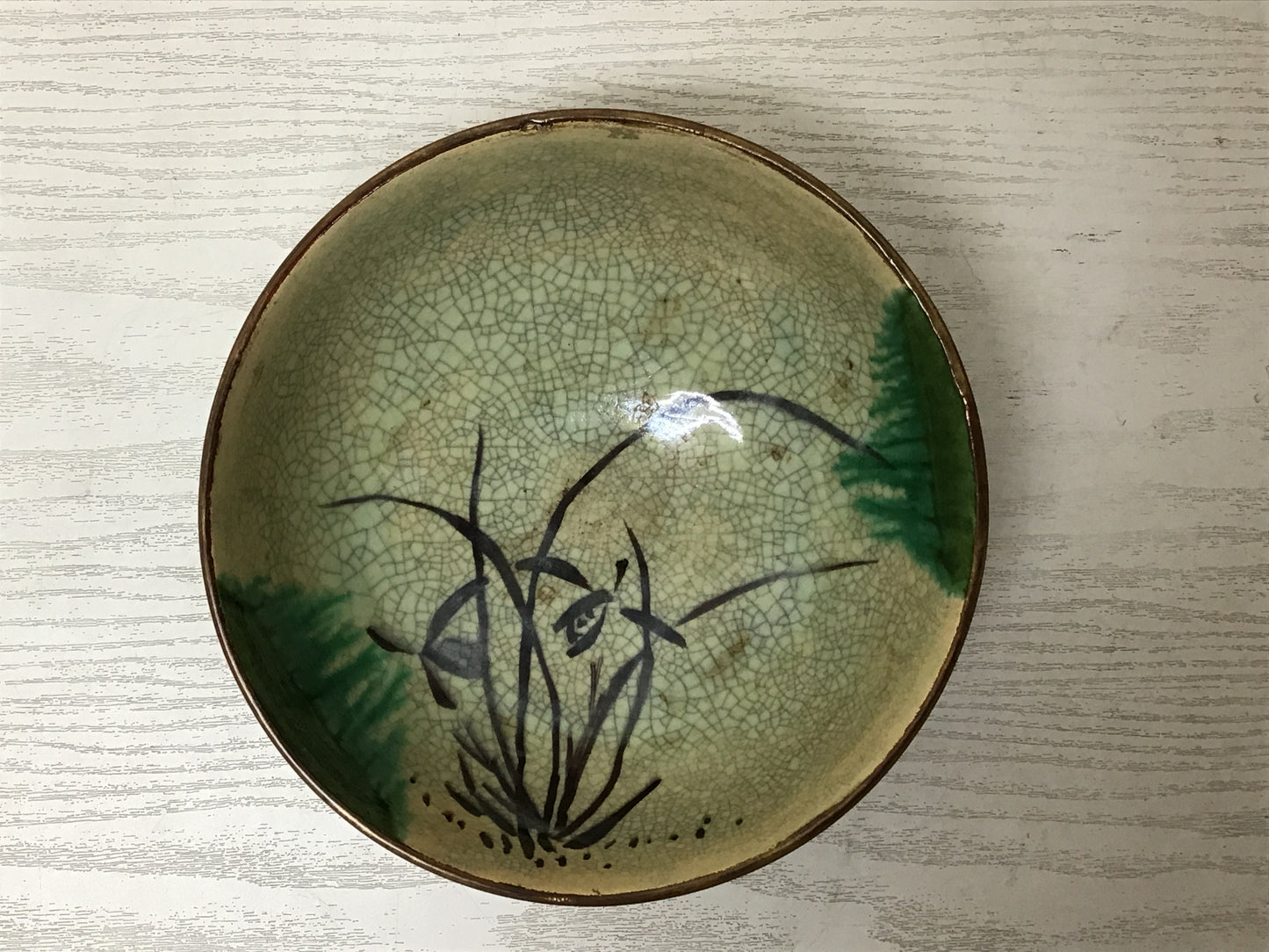Y1746 CHAWAN Raku-ware gold lacquer Keiraku Japan pottery antique tea ceremony