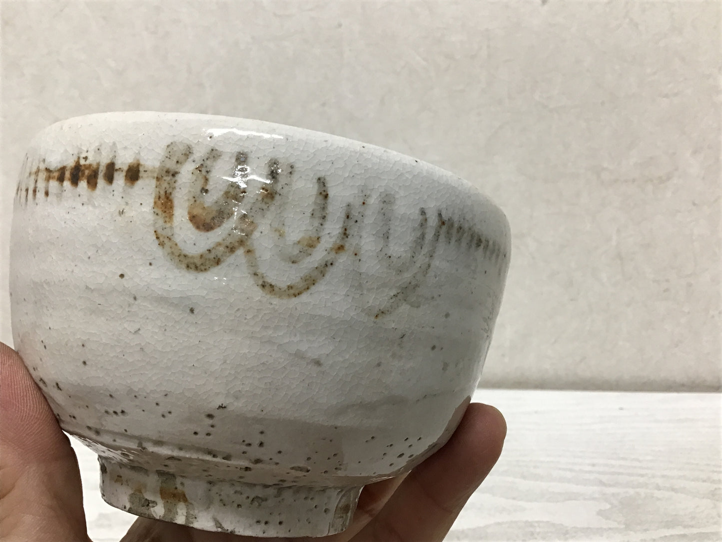 Y1762 CHAWAN Shino-ware box Japanese bowl pottery Japan tea ceremony antique