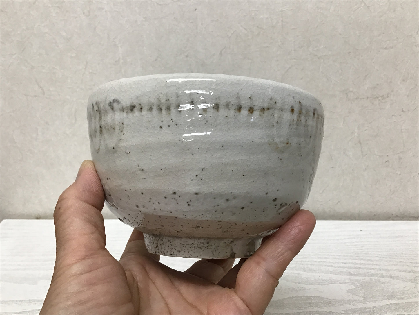 Y1762 CHAWAN Shino-ware box Japanese bowl pottery Japan tea ceremony antique