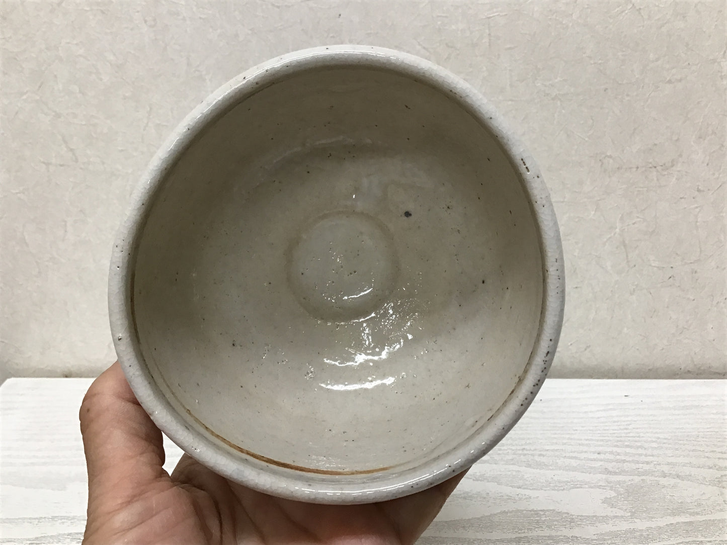 Y1762 CHAWAN Shino-ware box Japanese bowl pottery Japan tea ceremony antique