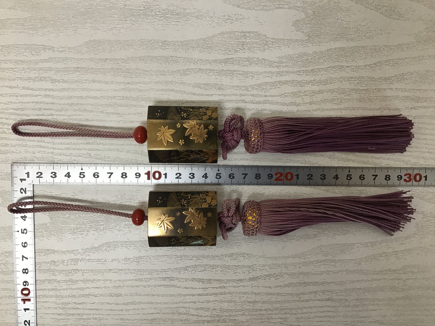 Y1790 FUCHIN Wajima gold lacquer box Japanese kakejiku Hanging Scroll Weight