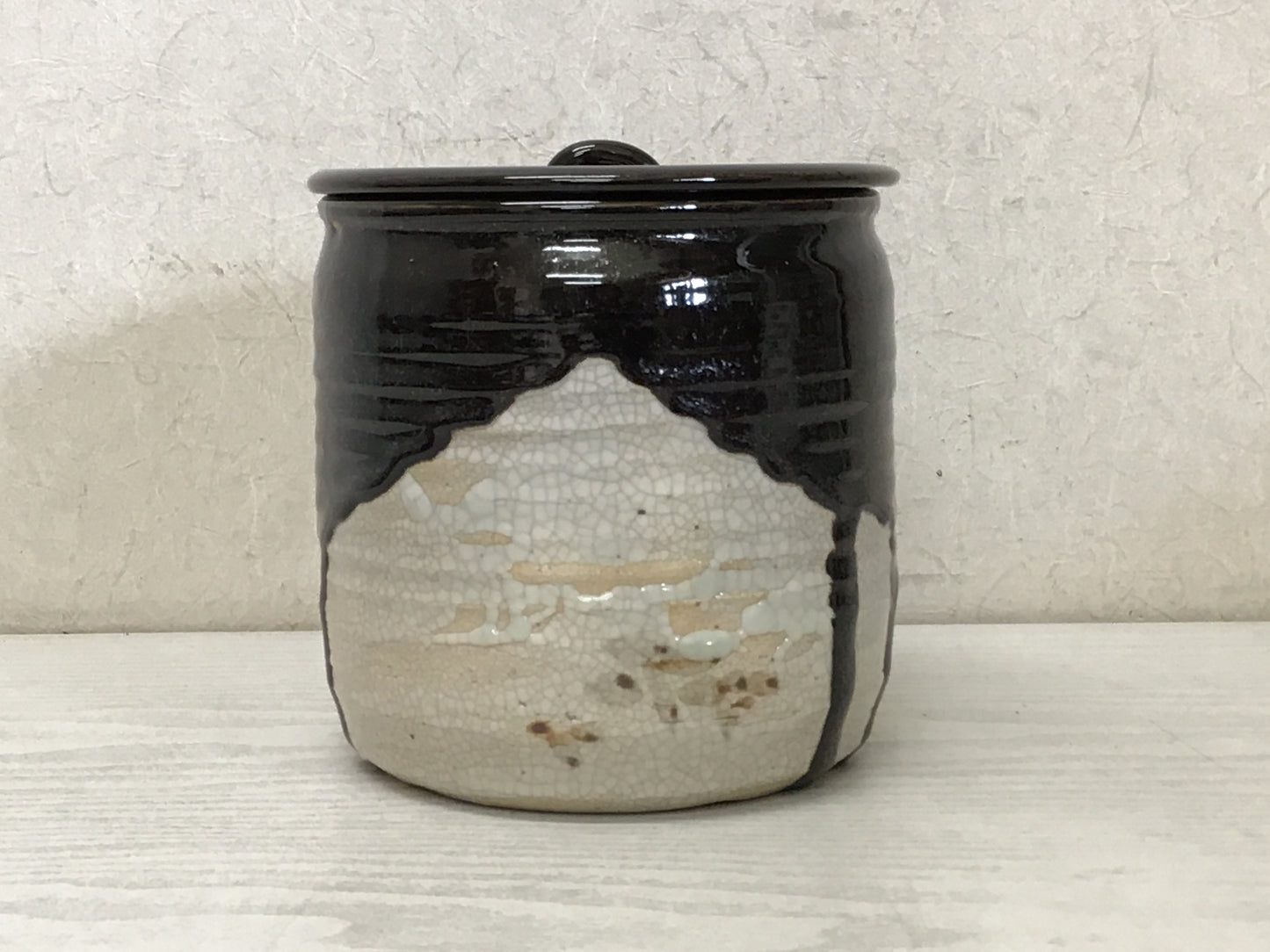 Y1810 MIZUSASHI Oribe-ware signed box Japanese Tea Ceremony water pot japan
