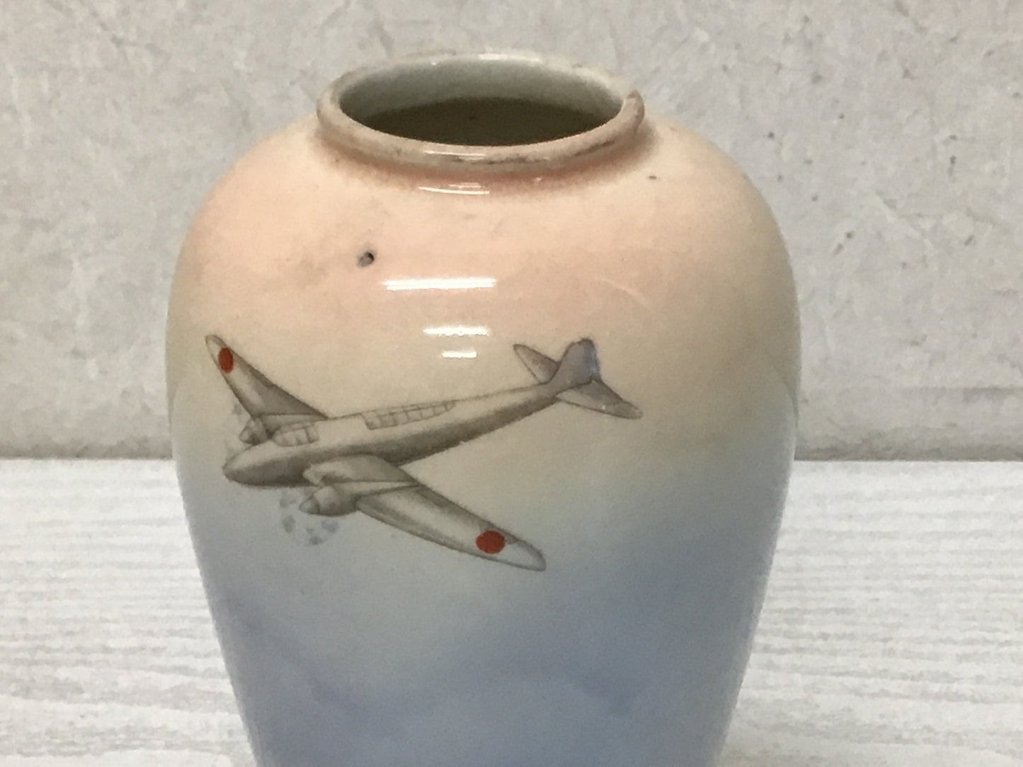 Y1841 FLOWER VASE 1942 military airplane Japan antique ikebana kabin interior