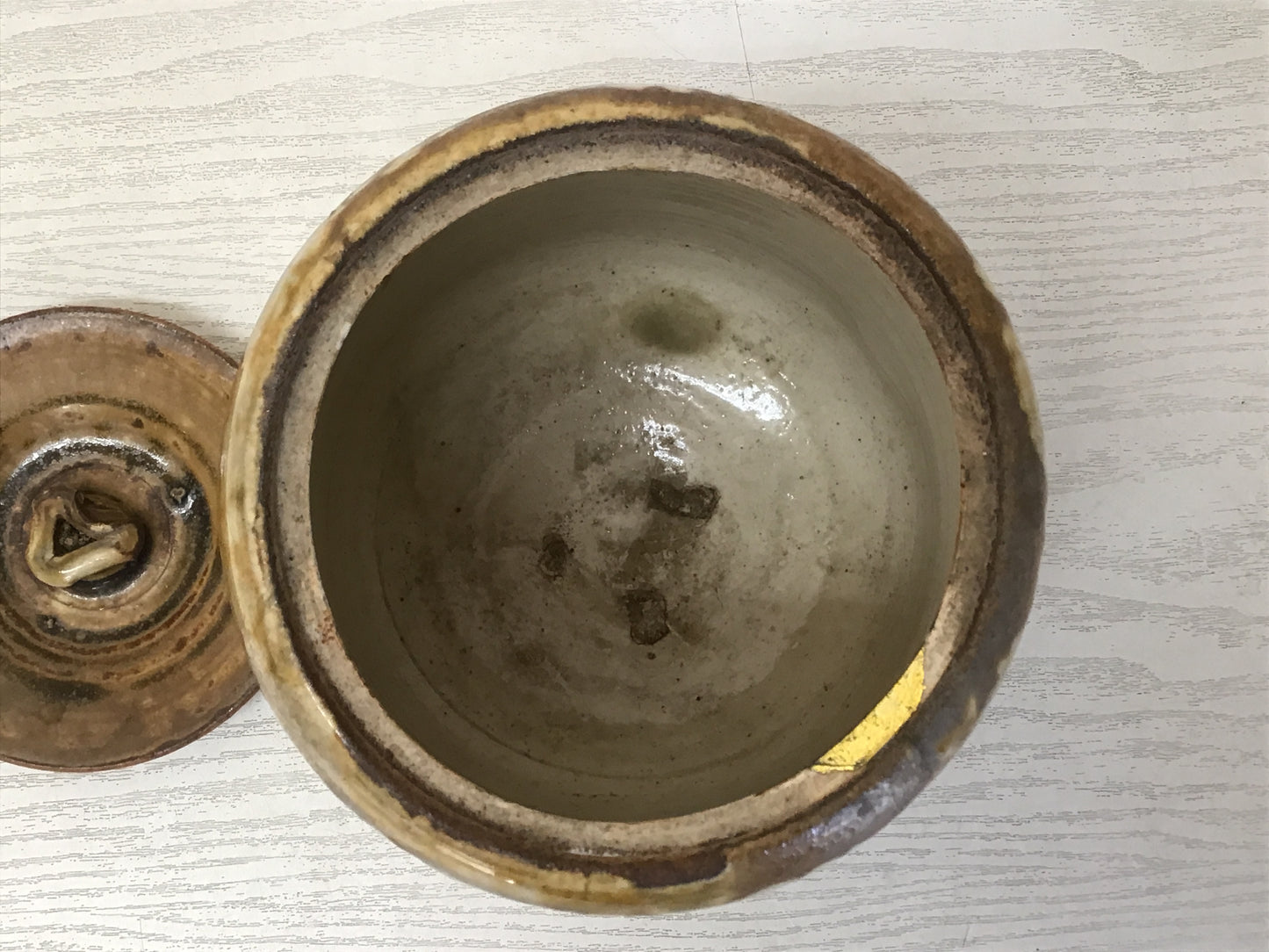 Y1910 MIZUSASHI Seto-ware water pot jar signed box Japanese Tea Ceremony antique