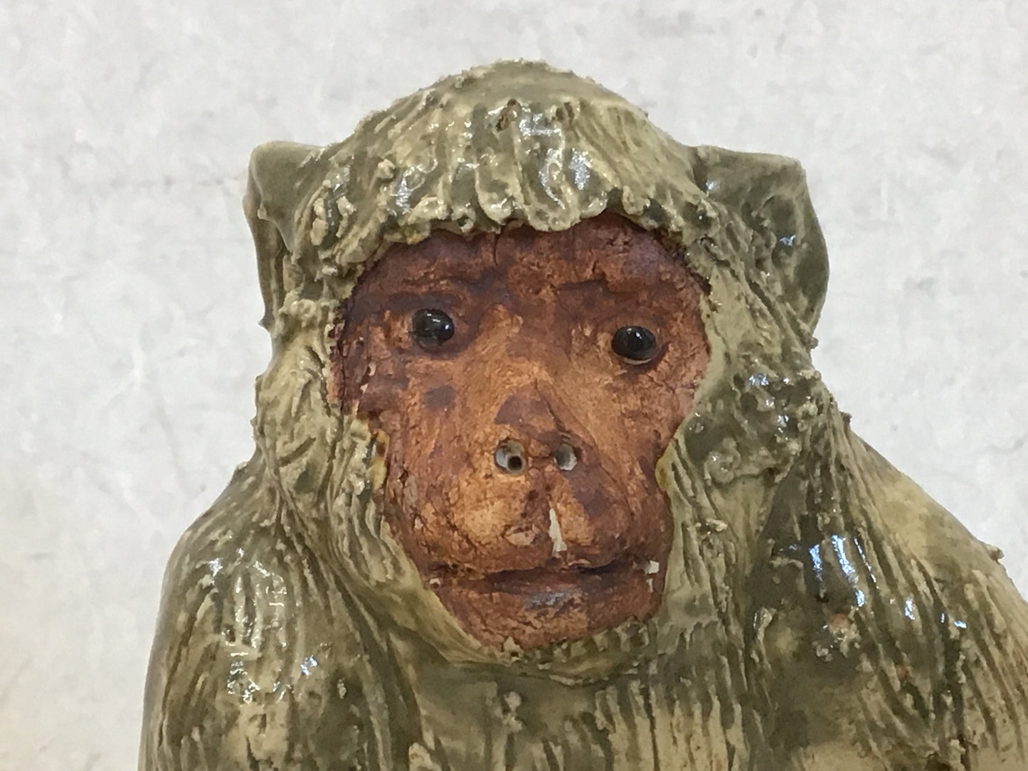 Y1911 OKIMONO Seto-ware Monkey figure figurine signed box Japan antique decor