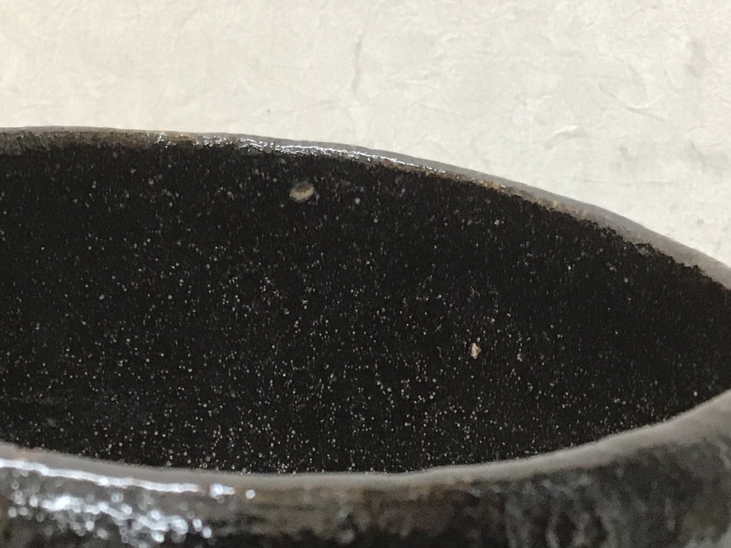Y1919 CHAWAN Raku-ware Black signed box Japanese bowl pottery Japan tea ceremony