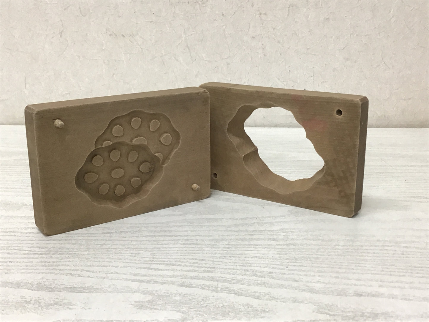 Y1951 KASHIGATA Lotus Roots Japanese vintage Wooden Pastry Mold wagashi