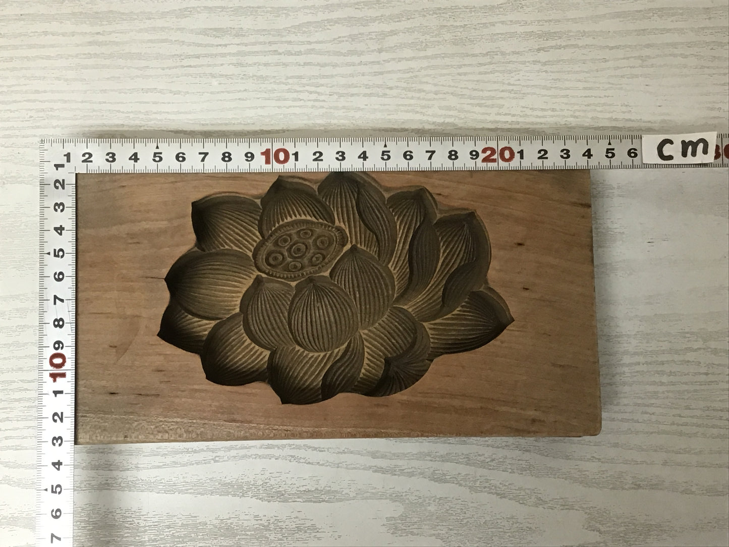Y1960 KASHIGATA Lotus Flower Japanese vintage Wooden Pastry Mold wagashi