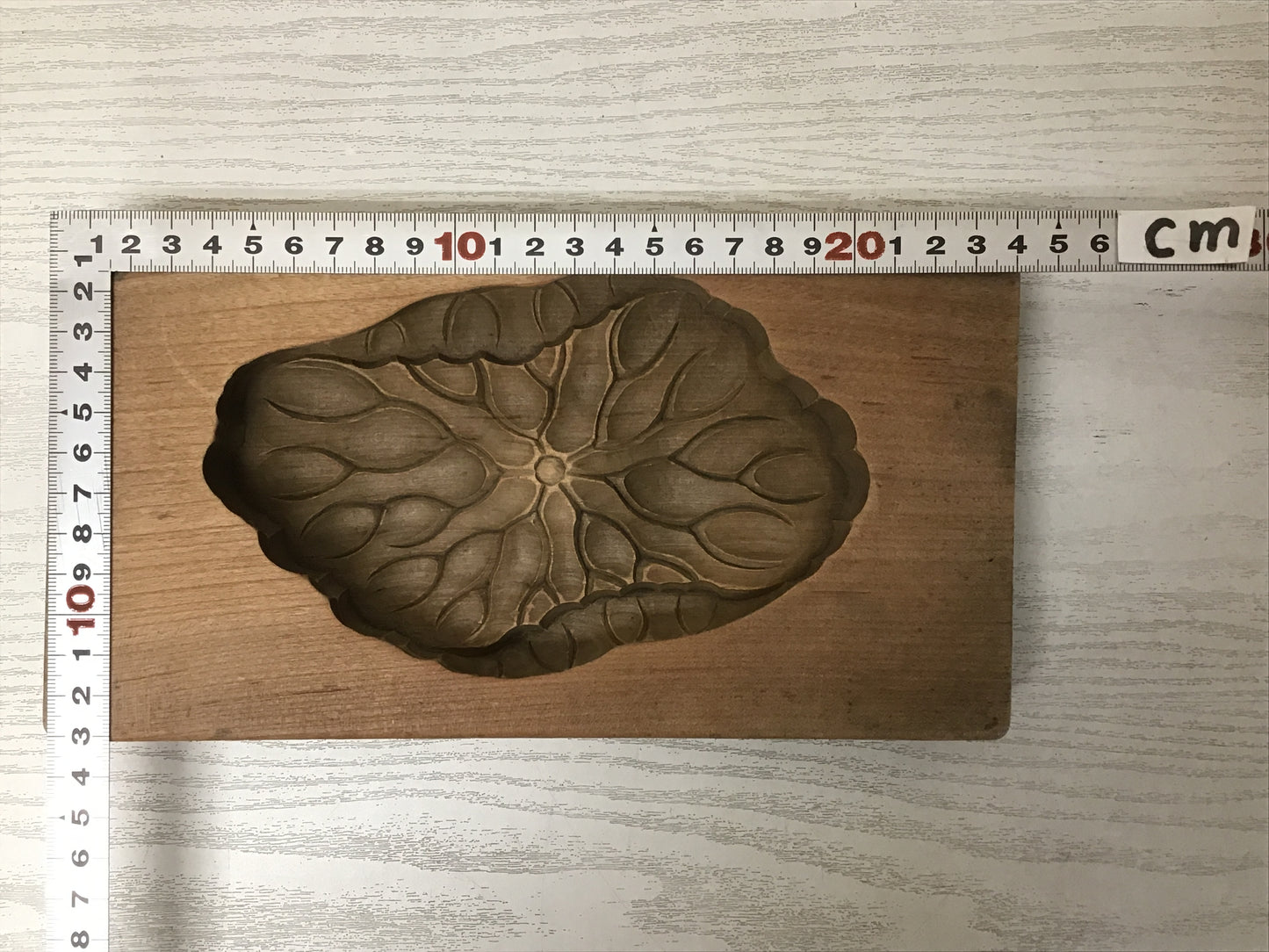 Y1961 KASHIGATA Lotus Leaf Japanese vintage Wooden Pastry Mold wagashi