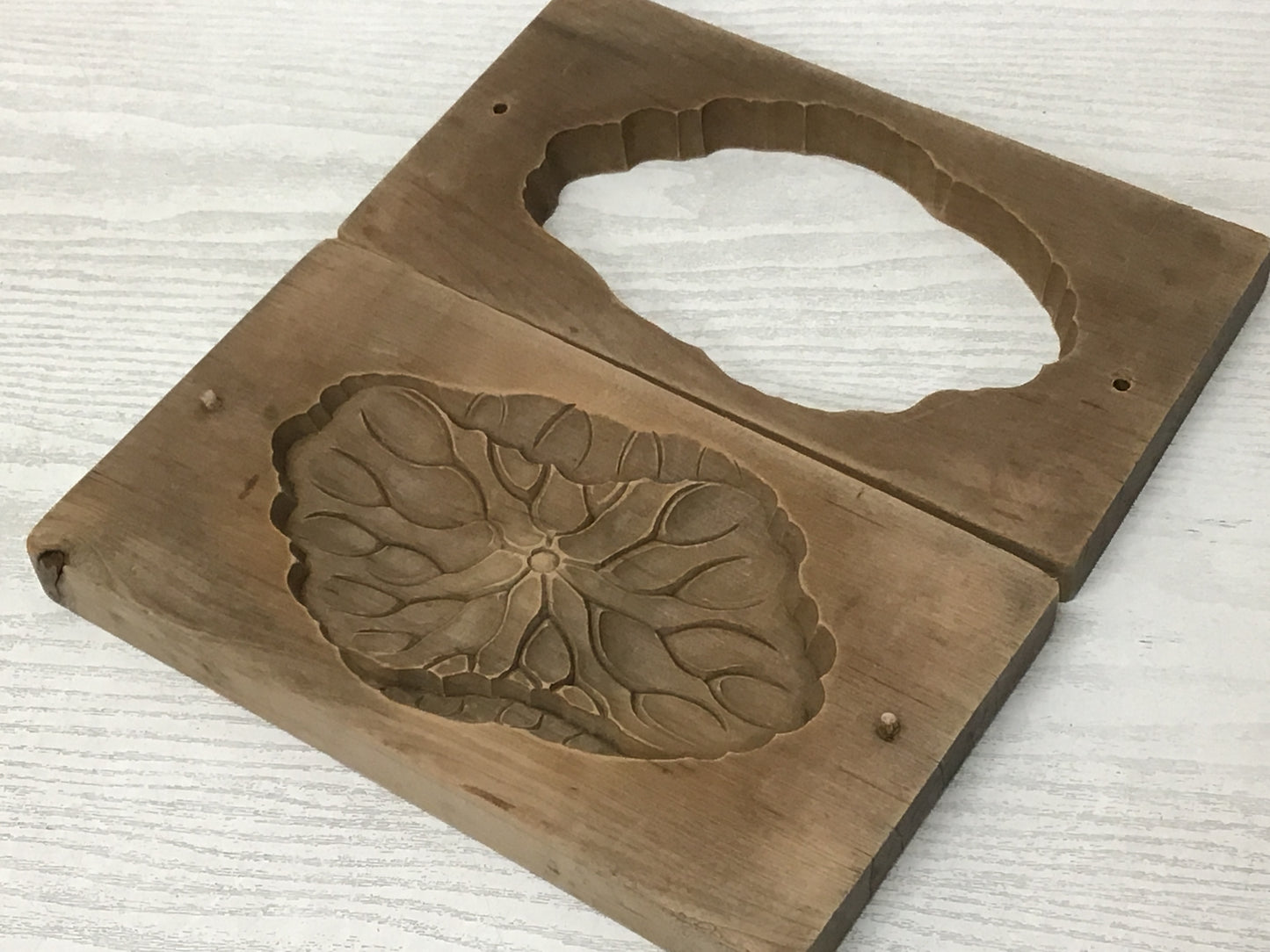 Y1961 KASHIGATA Lotus Leaf Japanese vintage Wooden Pastry Mold wagashi