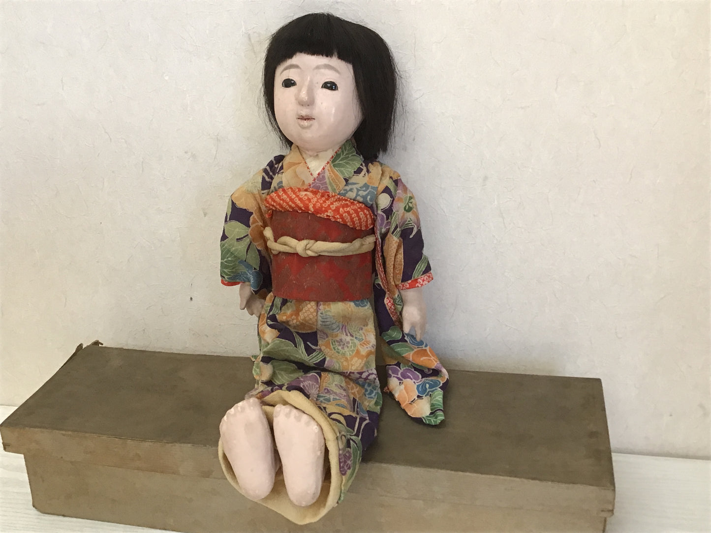 Y1977 NINGYO Ichimatsu Doll girl toy signed box Japanese vintage antique