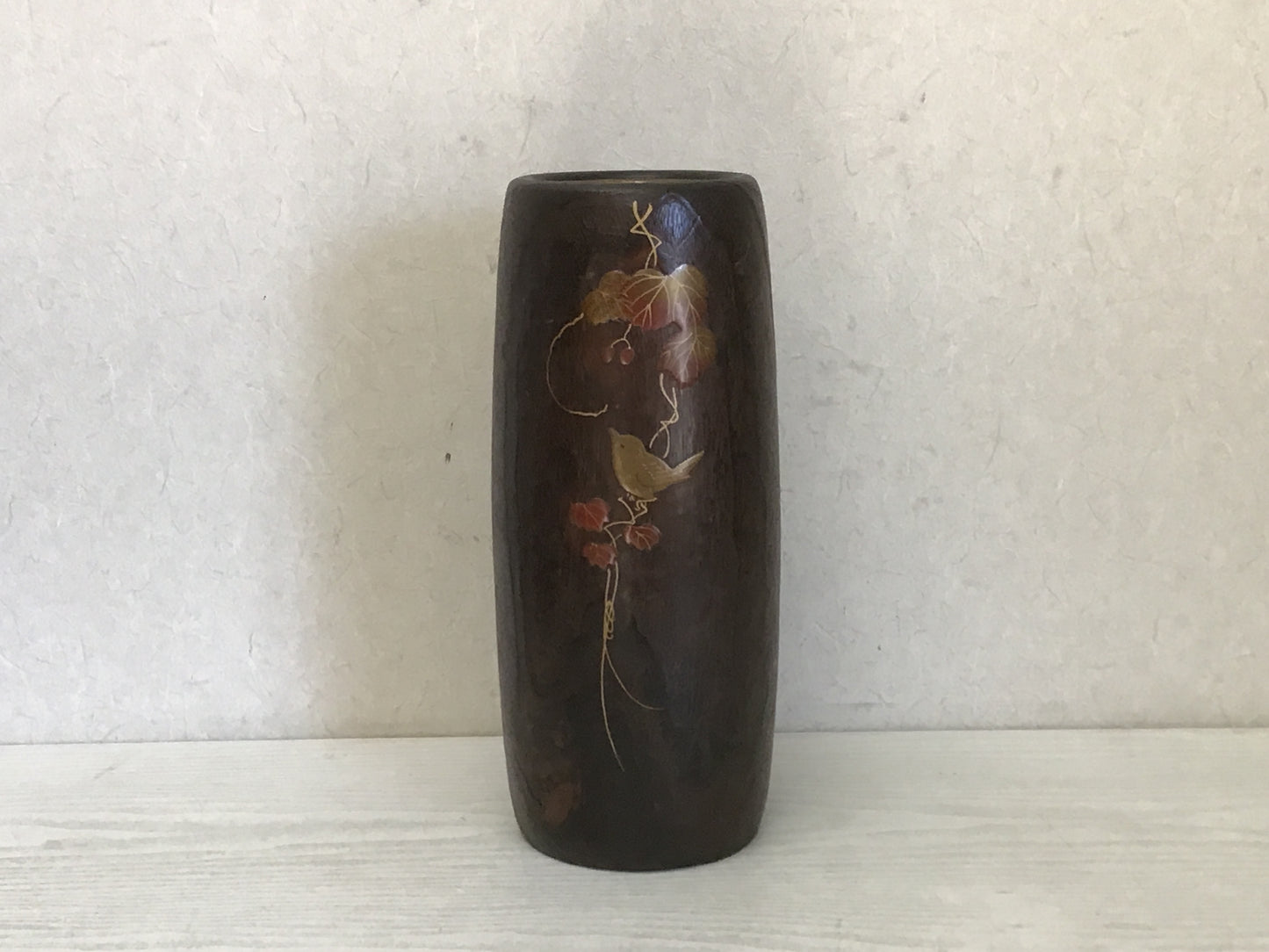 Y1997 FLOWER VASE Makie lacquer interior Japan antique ikebana kabin decor