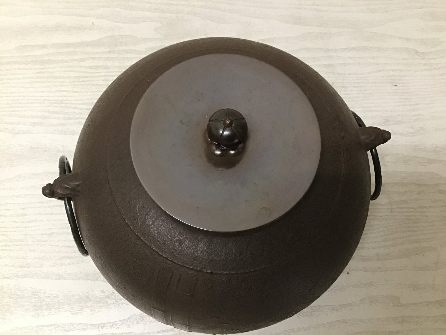 Y2043 CHAGAMA Iron Syason Kakutani signed box Tea Kettle Teapot Japan antique